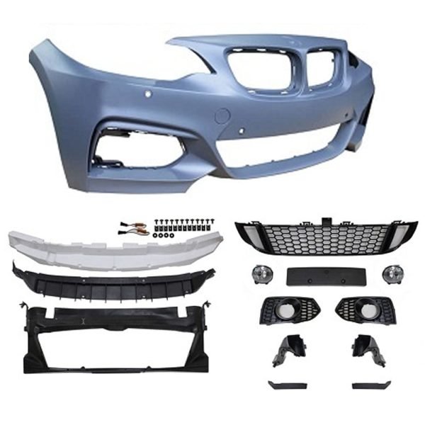 Front bumper in sports design with PDC holes, without holes for HCS, incl. fog lights suitable for BMW 2 Series / F22 / F23, 2013-2017