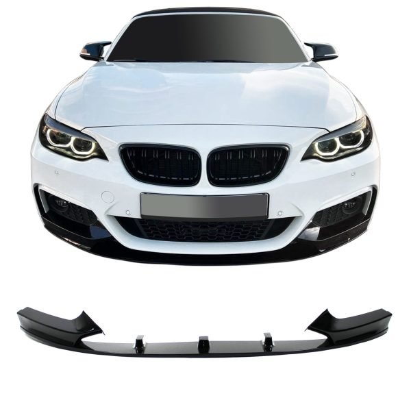 Front spoiler lip black glossy, 2 pcs. suitable for BMW 2 Series / F22 / F23, 2013-2020