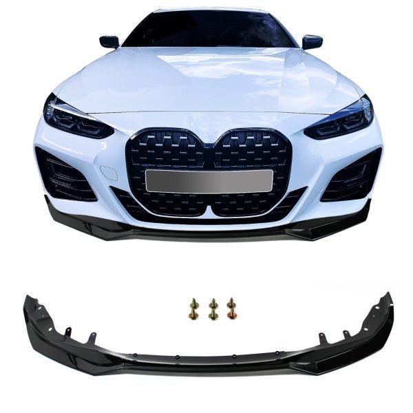 Front spoiler lip black glossy, 3 pcs suitable for BMW 4 Series G22, 2020-