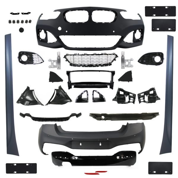 Body Kit in sports design incl. side skirts with PDC holes for exhaust on the left side suitable for BMW F20, 1 series, LCI, 5-doors, year 2015-2019