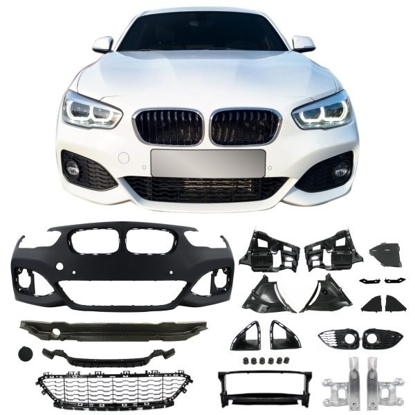 Front bumper in sports design incl. kidney and lower grills, with PDC-holes suitable for BMW F20, 1 series, LCi / F21 LCi, year 2015-2019
