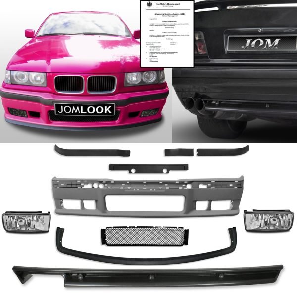 Bumper incl. Foglights clear and rear skirt suitable for E36 Limo Coupe Cabrio not fit for M3 Model