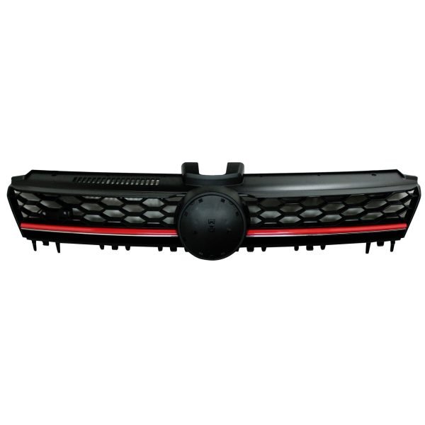 Front Grille badgeless, black honey-comb mesh with red stripe suitable for VW Golf 7 year 08.2012- - Slika 2