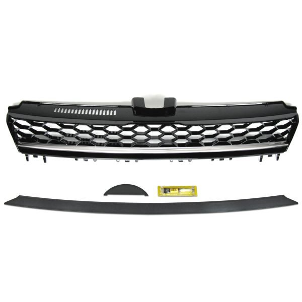 Front Grille badgeless, black honey-comb mesh with chrome stripe suitable for VW Golf 7 year 08.2012 - - Slika 2