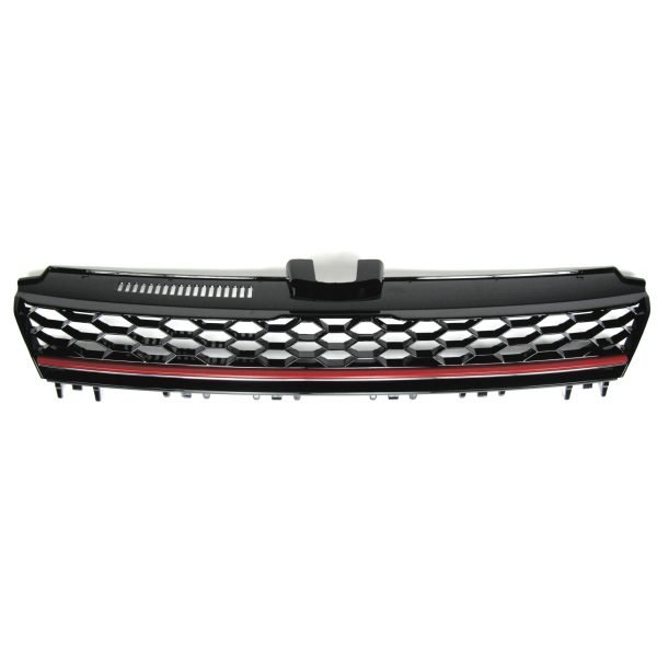 Front Grille badgeless, black honey-comb mesh with red stripe suitable for VW Golf 7 year 08.2012- - Slika 2