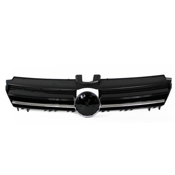 Front Grille badgeless, black glossy with chrome strip R Look  suitable for VW Golf MK7 year 08.2012 - 2017, for hatchback & variant - Slika 2