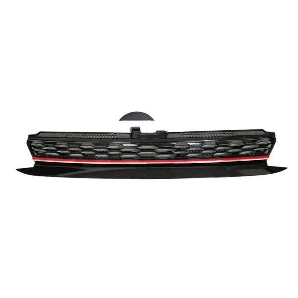Front Grille badgeless, black honey-comb mesh with red/chrome stripe suitable for VW Golf 7 Facelift, 2017- - Slika 2