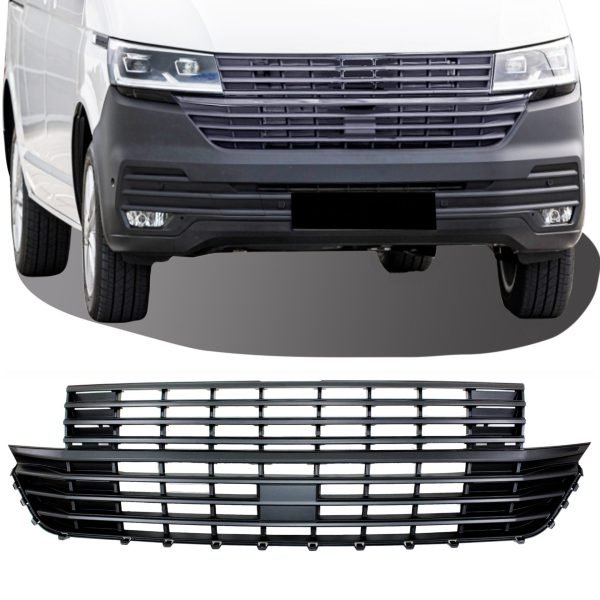 Front Grille badgeless, black matt suitable for VW T6.1, 2019-