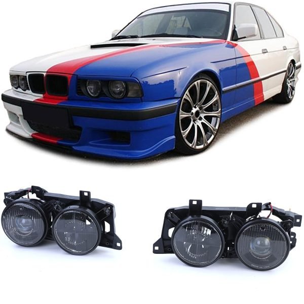 Black smoke headlight pair for BMW 5 SERIES E34 and 7 SERIES E32