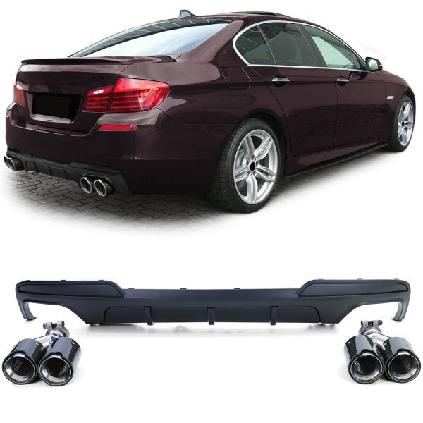 Sport matt black rear diffuser with carbon look tailpipes for BMW 5 SERIES F10/F11
