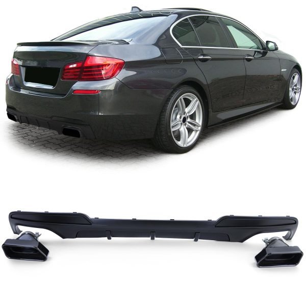 Performance matt black rear diffuser with tailpipes 550 V8 optics  for BMW 5 SERIES F10/F11
