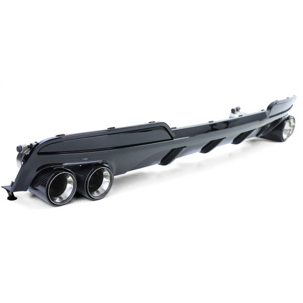 Sport gloss black rear diffuser with carbon look tailpipes for BMW 5 SERIES F10/F11 - Slika 3