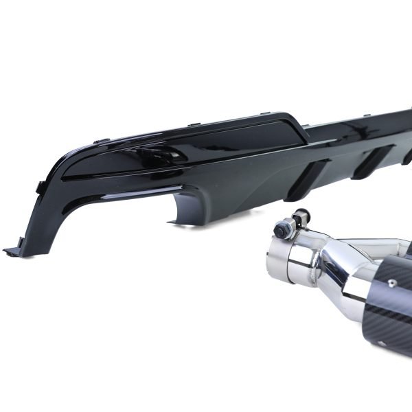 Sport gloss black rear diffuser with carbon look tailpipes for BMW 5 SERIES F10/F11 - Slika 8