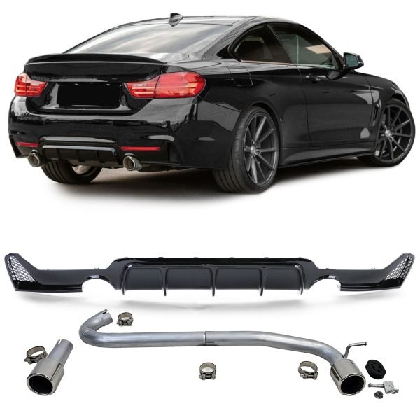 Gloss black rear diffuser with 440i look talipipes for BMW 4 SERIES F32/F33/F36