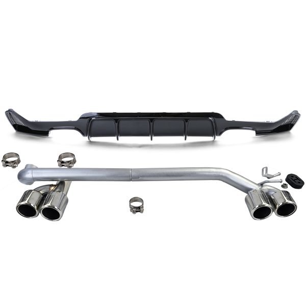 Gloss black rear diffuser with chrome talipipes for BMW 4 SERIES F32/F33/F36 - Slika 2