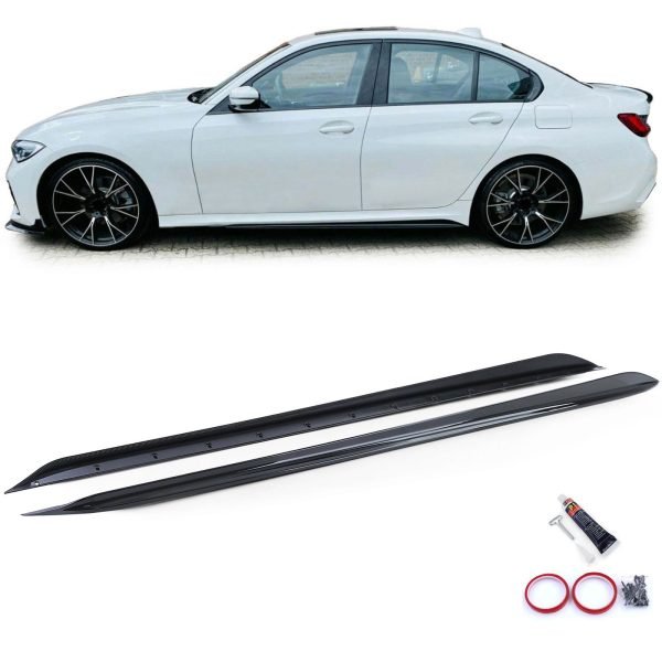 Gloss black side skirt add-on for BMW 3 SERIES G20/G21