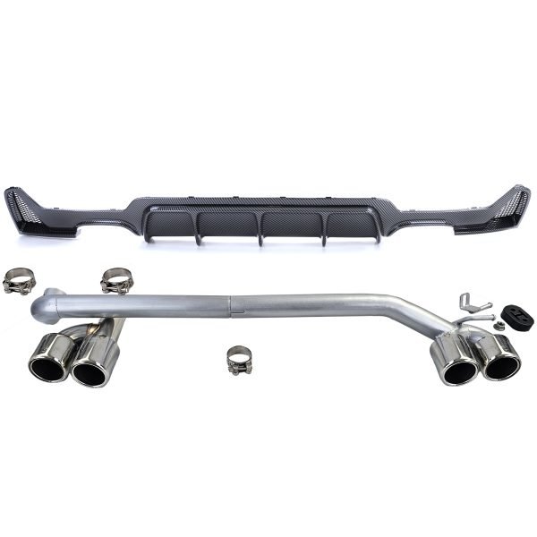 Carbon look rear diffuser with tailpipes for BMW 4 SERIES F32/F33/F36 - Slika 2