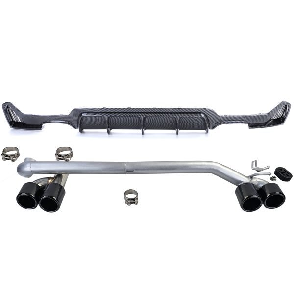 Carbon look rear diffuser with sport tailpipes for BMW 4 SERIES F32/F33/F36