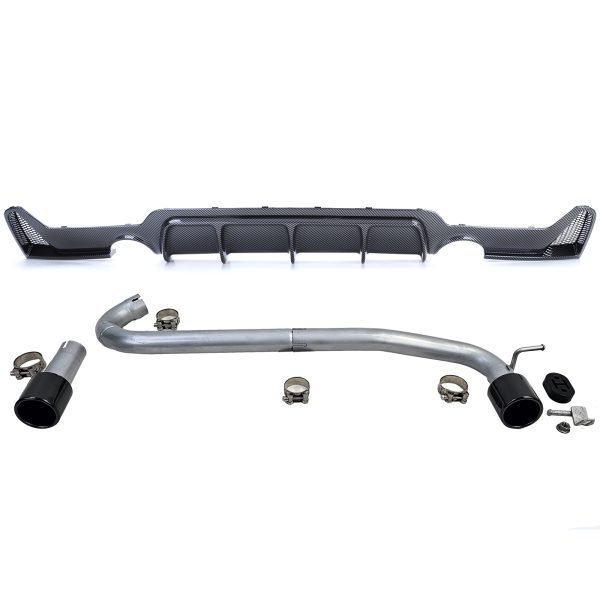 Carbon look rear diffuser with black 440i look tailpipes for BMW 4 SERIES F32/F33/F36 - Slika 2