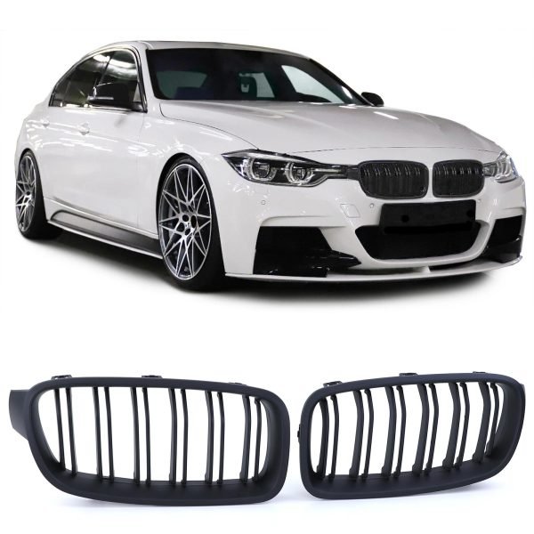 Performance matt black double-bar grilles for BMW 3 SERIES F30/F31