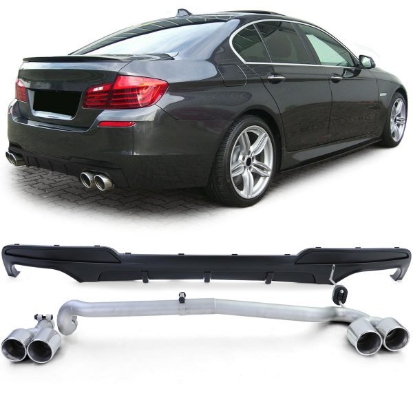 Sport matt black rear diffuser with duplex tailpipe conversion for BMW 5 SERIES F10/F11