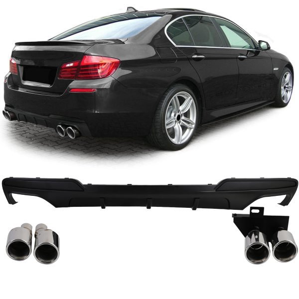 Sport rear diffuser with chrome duplex tailpipes for BMW 5 SERIES F10/F11