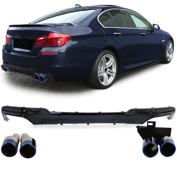 Sport rear diffuser with titanium duplex tailpipes for BMW 5 SERIES F10/F11