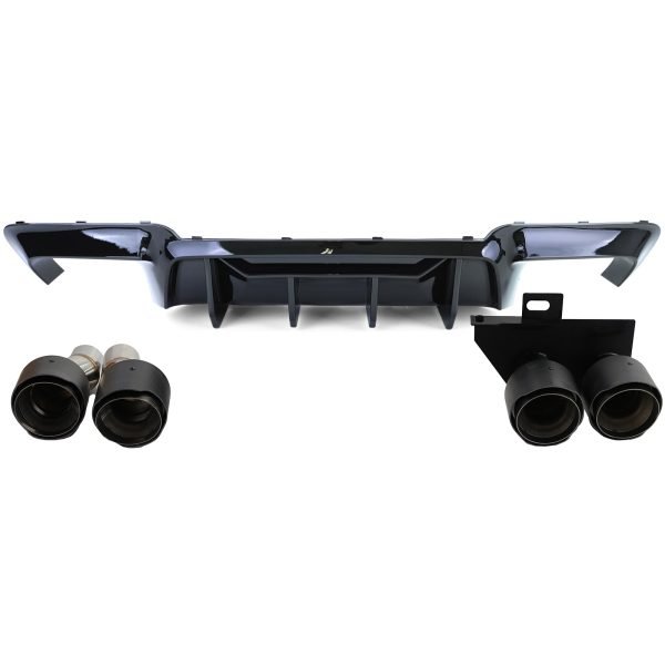 Performance black rear diffuser with carbon look doublex tailpipes for BMW 5 SERIES F10/F11
