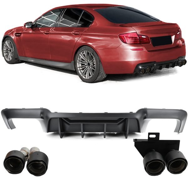 Performance rear diffuser with carbon look tailpipes for BMW 5 SERIES F10/F11