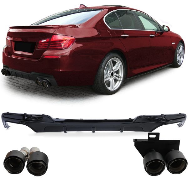 Sport rear diffuser with carbon look duplex tailpipes for BMW 5 SERIES F10/F11