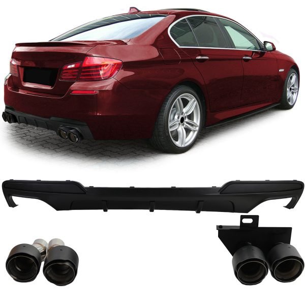 Sport rear diffuser with carbon look tailpipes for BMW 5 SERIES F10/F11