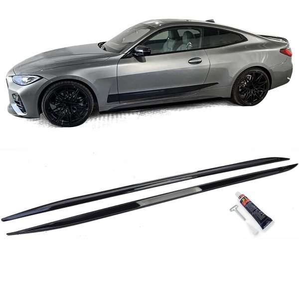 Gloss black side skirt attachments for BMW 4 SERIES G22/G23