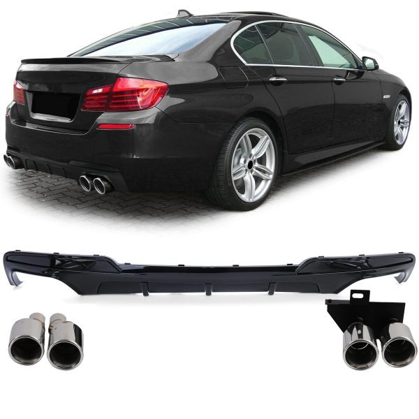 Sport rear diffuser with chrome tailpipes for BMW 5 SERIES F10/F11