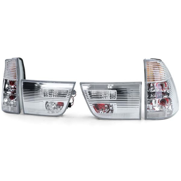Clear glass silver chrome tail lights for BMW X5 E53 - Slika 2