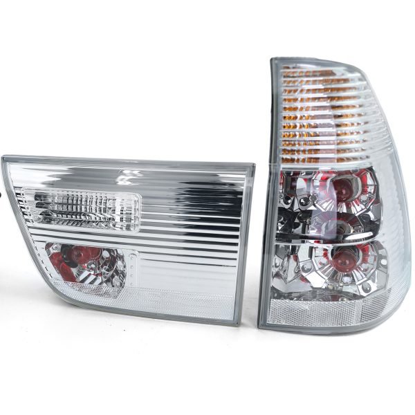 Clear glass silver chrome tail lights for BMW X5 E53 - Slika 4
