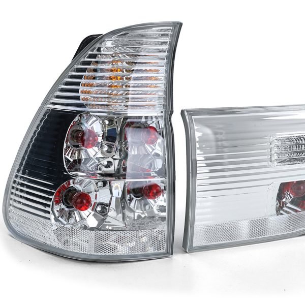 Clear glass silver chrome tail lights for BMW X5 E53 - Slika 5