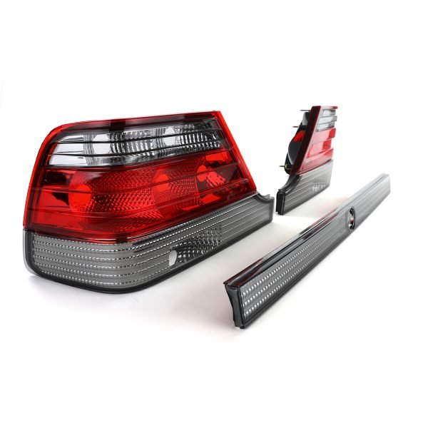 Clear glass tail lights with red and black lock strip for MERCEDES S-CLASS W140 - Slika 3