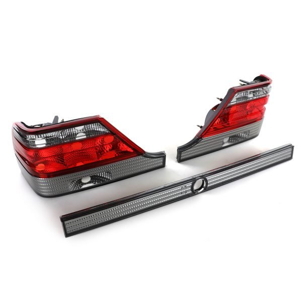 Clear glass tail lights with red and black lock strip for MERCEDES S-CLASS W140 - Slika 4