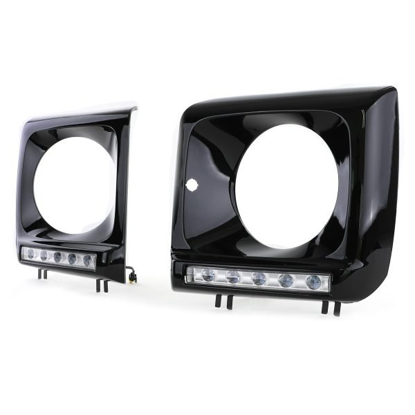Gloss black headlight covers with LED daytime running lights for MERCEDES G-CLASS W463 - Slika 2