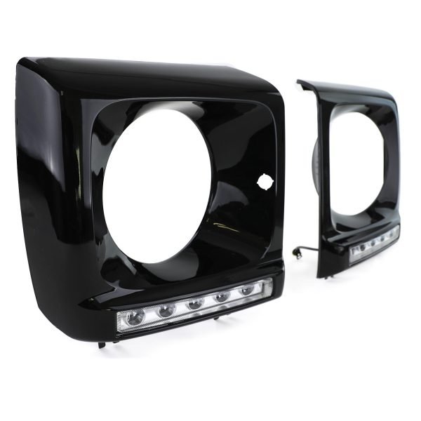 Gloss black headlight covers with LED daytime running lights for MERCEDES G-CLASS W463 - Slika 3
