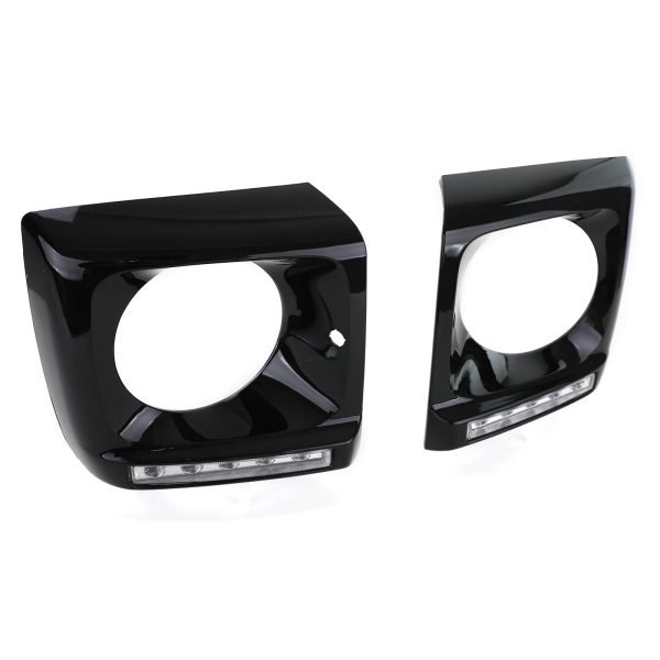 Gloss black headlight covers with LED daytime running lights for MERCEDES G-CLASS W463 - Slika 4