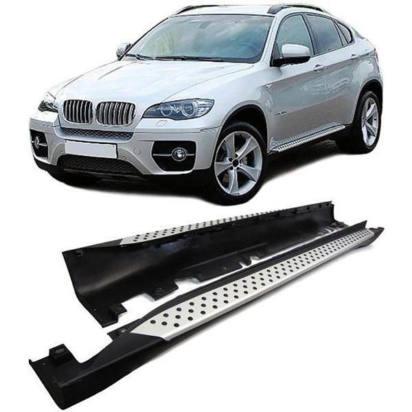 Aluminum running boards with side protection for BMW X6 E71