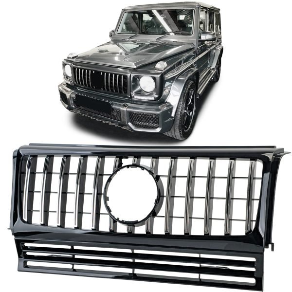 Sport gloss black and chrome front grille for MERCEDES G-CLASS W463