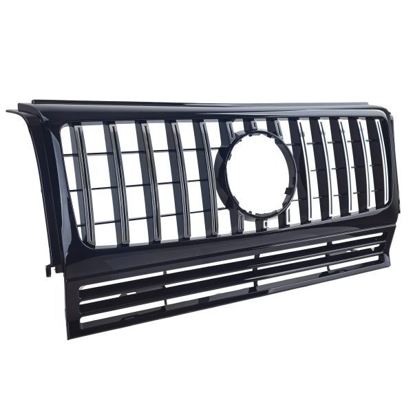 Sport gloss black and chrome front grille for MERCEDES G-CLASS W463 - Slika 4