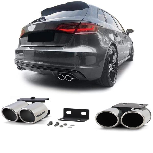 Exhaust tailpipe conversion with 4-pipe S-optics dummy tailpipes for AUDI A3 8V