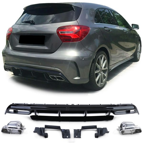 Sport rear diffuser with chrome tailpipes for MERCEDES A-CLASS W176