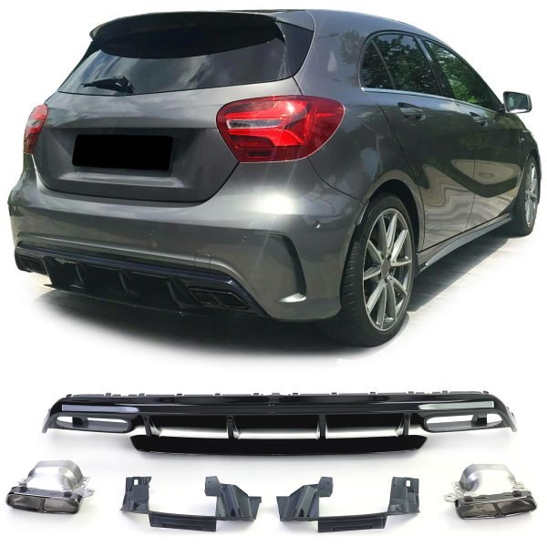 Sport rear diffuser with black tailpipes for MERCEDES A-CLASS W176