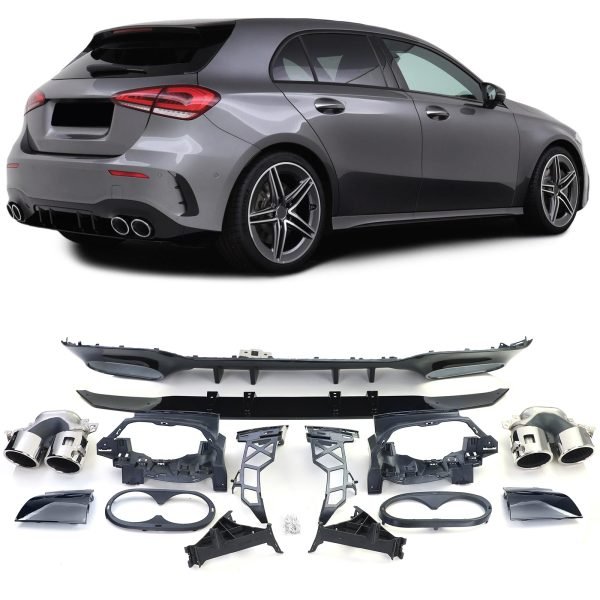 Sport rear diffuser with chrome tailpipes for MERCEDES A-CLASS W177