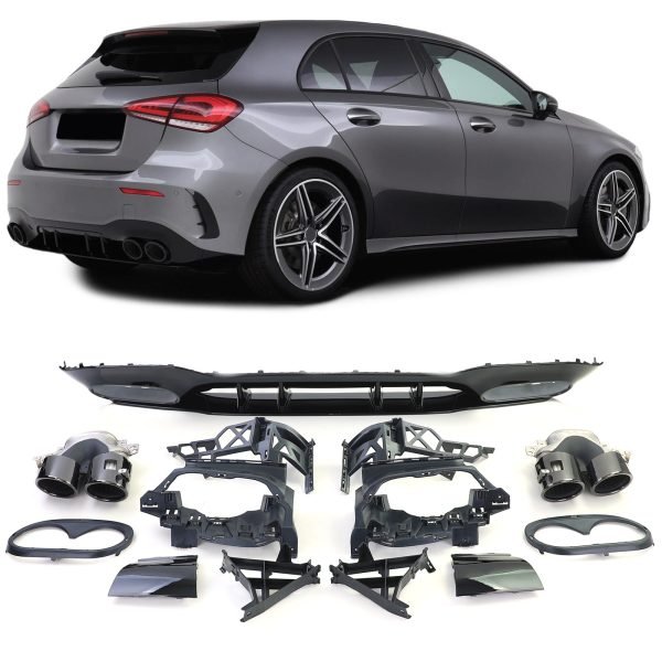 Sport rear diffuser with black tailpipes for MERCEDES A-CLASS W177