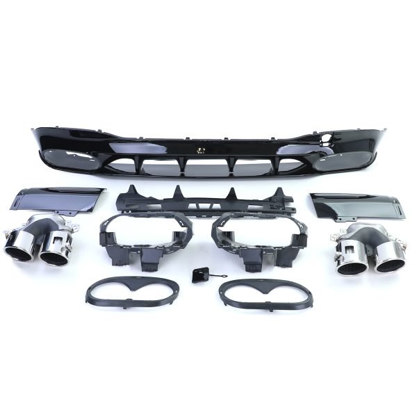 Sport gloss black rear diffuser with chrome tailpipes for MERCEDES CLA C118/X118 - Slika 2